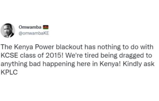 Omwamba omwambake the kenya power blackout has nothing to do with kcse class of