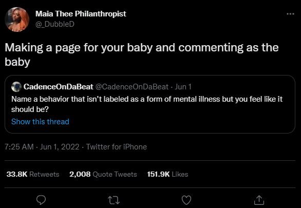 Maia thee philanthropist _dubbled making a page for your baby and commenting as