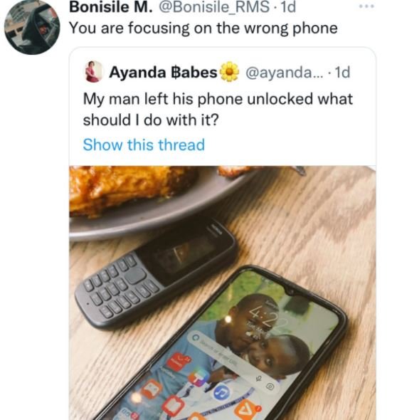 Bonisile M. Bonisile_RMS . Id You are focusing on the wrong phone Ayanda Babes a