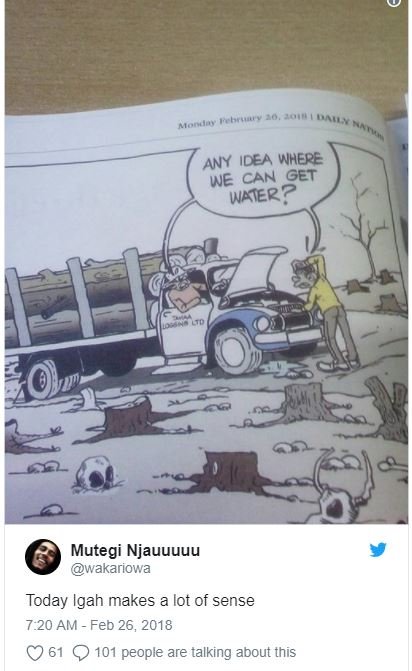 Any idea whepe we can get water? mutegi njauuuuu wakariowa today igah makes a lo