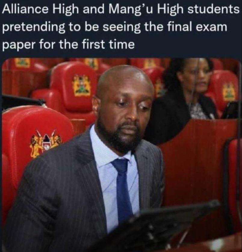 Alliance high and mang'u high students pretending to be seeing the final exam pa
