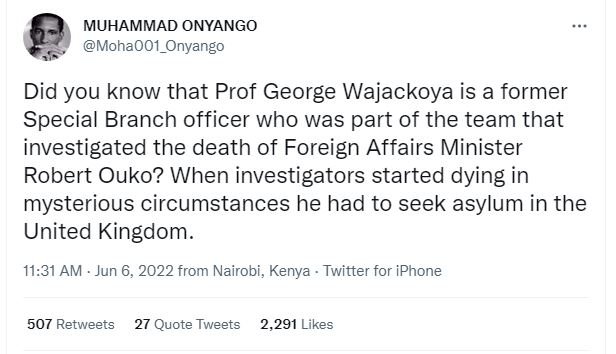 Muhammad onyango mohaoo1_onyango did you know that prof george wajackoya is a fo
