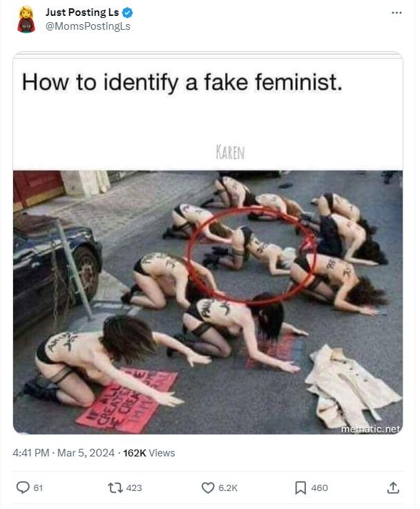 Just posting ls momspostingls how to identify a fake feminist. karen ucnet 4.41