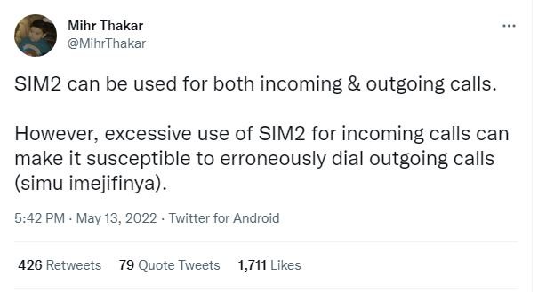Mihr thakar mihrthakar sim2 can be used for both incoming outgoing calls_ howeve