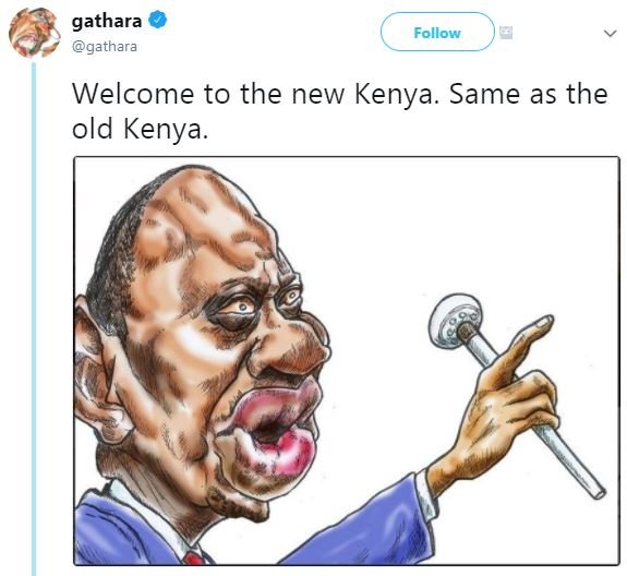 Gathara gathara follow welcome to the new kenya. same as the old kenya.