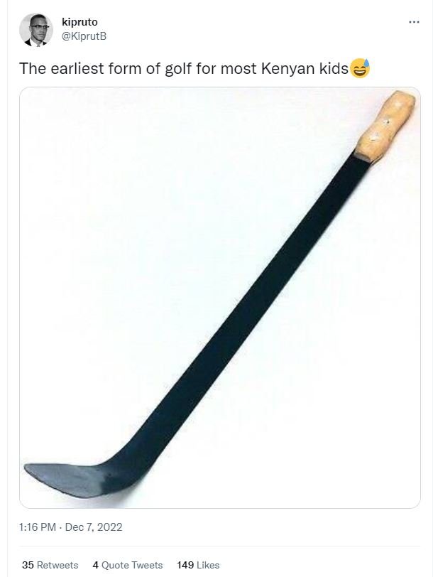 Kipruto kiprutb the earliest form of golf for most kenyan kids 1.16 pm dec 7, 35