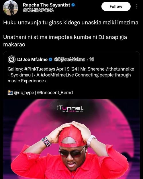 Rapcha the sayantist iamrapcha follow huku unavunja tu glass kidogo unaskia mzik