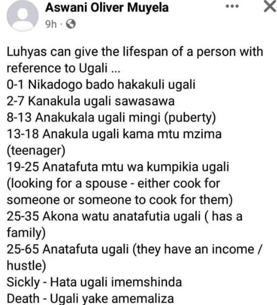Aswani oliver muyela 9h luhyas can give the lifespan of a person with reference