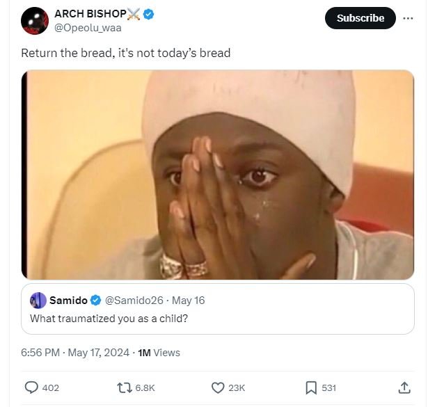 Arch bishop opeolu_waa subscribe return the bread, it's not today's bread samido