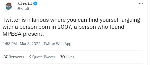 Kiruti kiruti twitter is hilarious where you can find yourself arguing with a pe