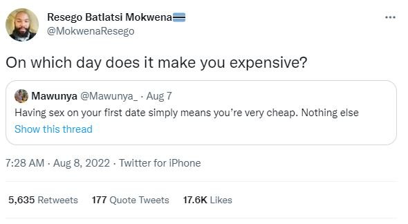 Resego batlatsi mokwena mokwenaresego on which day does it make you expensive? m