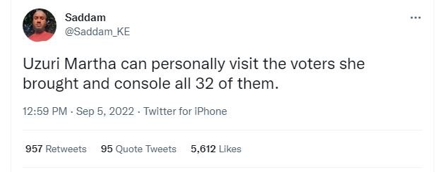 Saddam saddam_ke uzuri martha can personally visit the voters she brought and co