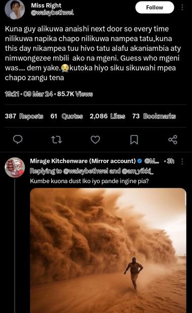 Miss right gvyaissbechme follow kuna guy alikuwa anaishi next door s0 every time