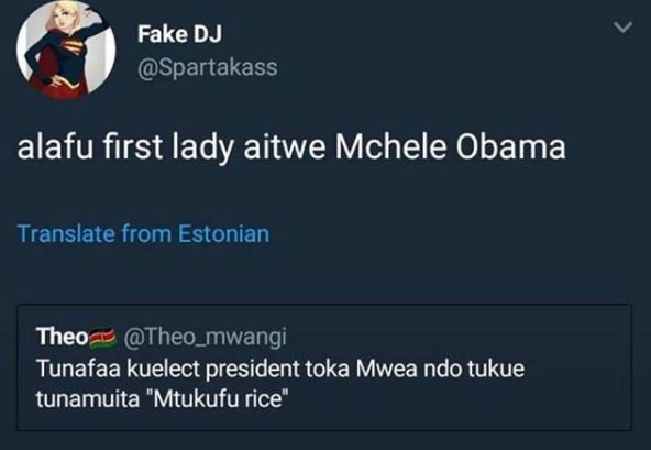 Fake dj spartakass alafu first lady aitwe mchele obama translate from estonian t