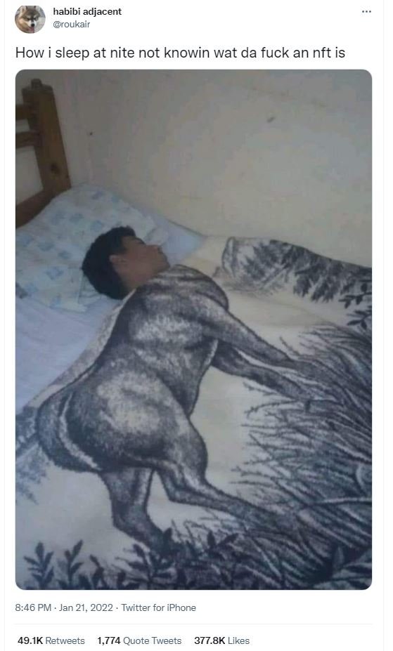 habibi adjacent roukair How i sleep at nite not knowin wat da fuck an nft is 8.4