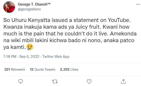 George t. dianohm georgediano so uhuru kenyatta issued a statement on youtube_ k