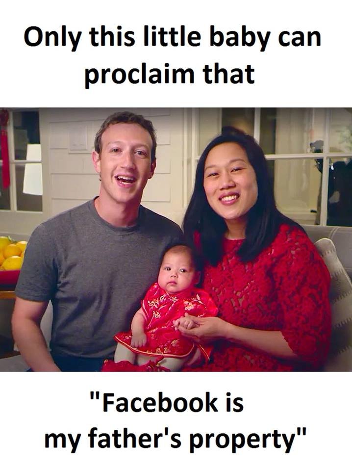 Only this little baby can proclaim that facebook is my father's property