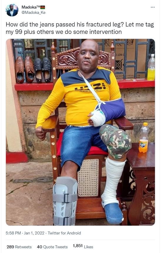 Madokath Madoka_Ke How did the jeans passed his fractured leg? Let me tag my 99