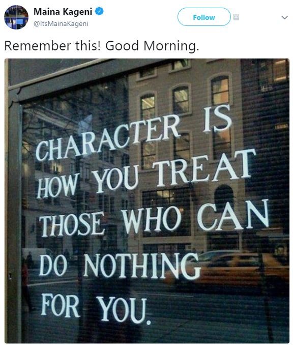 Maina kageni itsmainakageni follow remember this! good morning. is character you