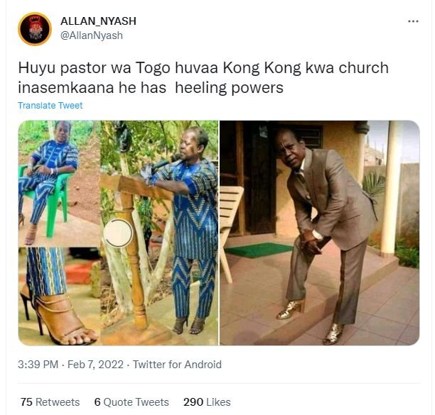ALLAN_NYASH AllanNyash Huyu pastor wa Togo huvaa Kong Kong kwa church inasemkaan