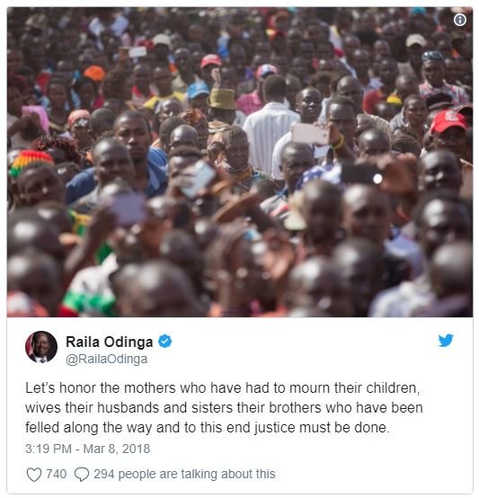 Raila odinga railaodinga lets honor the mothers who have had to mourn their chil