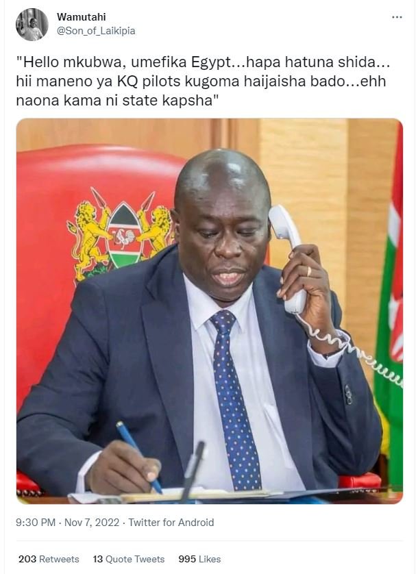 Wamutahi son_of_laikipia 'hello mkubwa, umefika egypt._ hapa hatuna shida hii ma