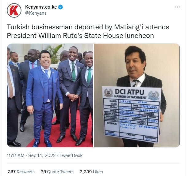 Kenyans.co.ke kenyans turkish businessman deported by matiang'i attends presiden