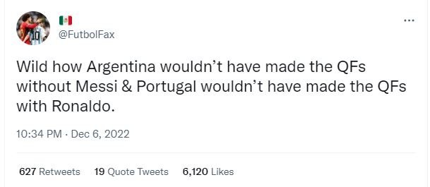 Futbolfax wild how argentina wouldn't have made the qfs without messi portugal w