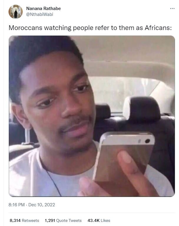 Nanana rathabe nthabiwabi moroccans watching people refer to them as africans 81