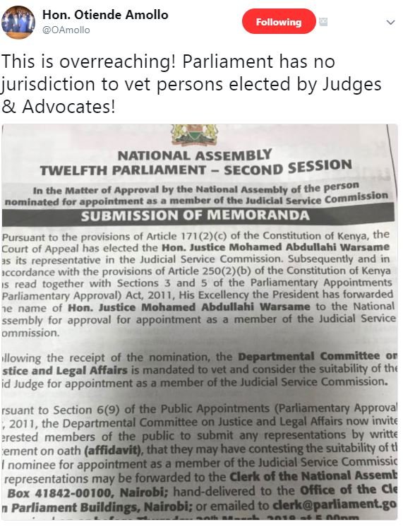 Hon. otiende amollo oamollo following this is overreaching! parliament has no ju