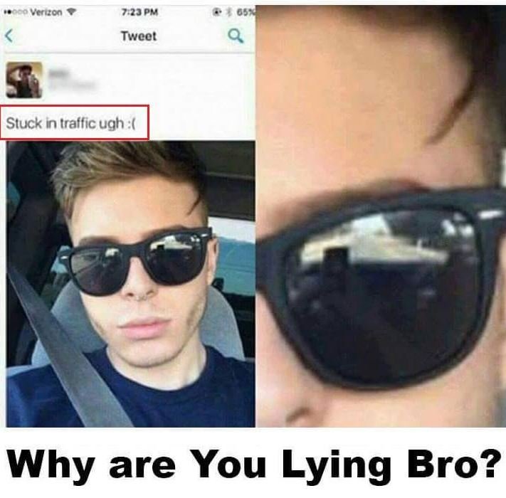 Voruon 7zjpm twcet stuck in traffic ugh why are you lying bro?