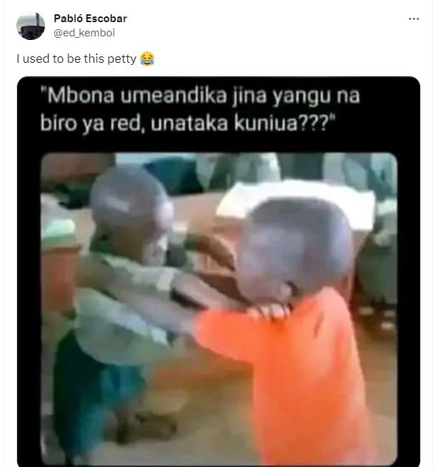 Pabló escobar ed_kemboi used to be this petty mbona umeandika jina yangu na biro