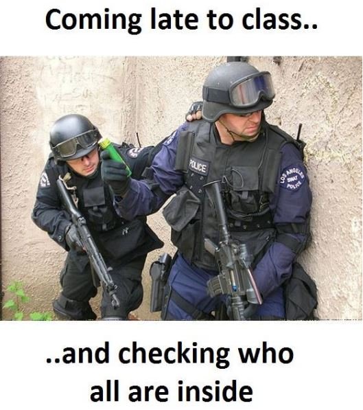Coming late to class.. and checking who all are inside ae