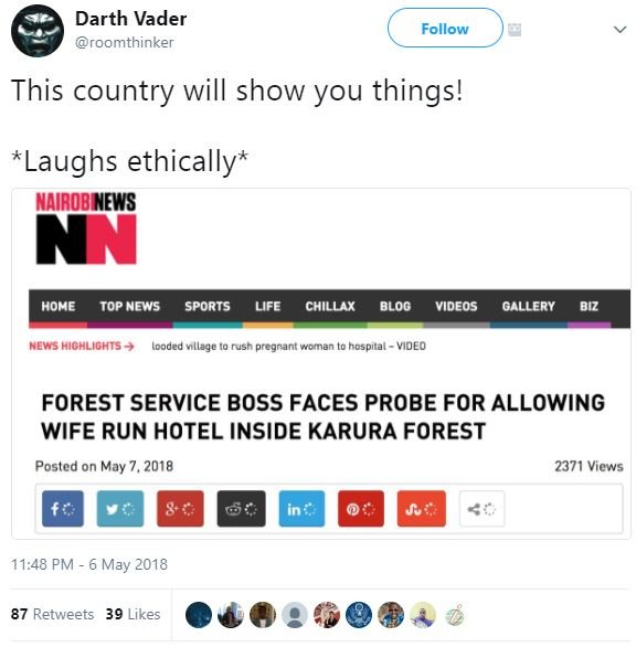 Darth vader roomthinker follow this country will show you things! laughs ethical