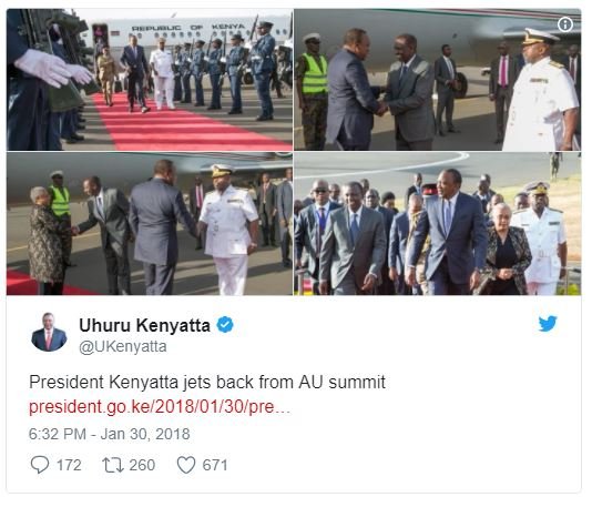 Uhuru kenyatta ukenyatta president kenyatta jets back from au summit president g