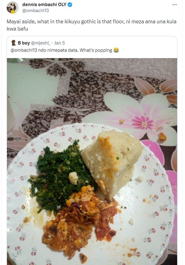 Dennis ombachi oly ombachi13 mayai aside what in the kikuyu gothic is that floor