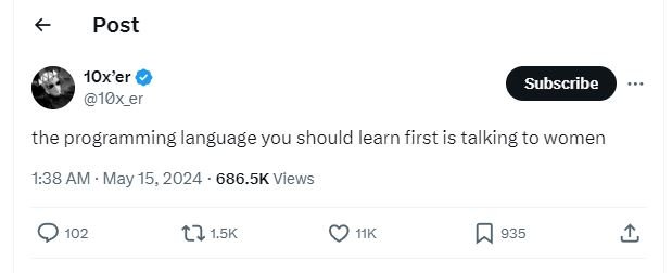 Post 1ox'er 10x_er subscribe the programming language you should learn first is