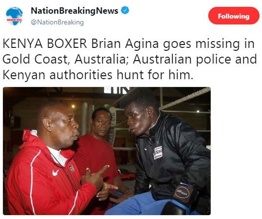 Nationbreakingnews nationbreaking following kenya boxer brian agina goes missing