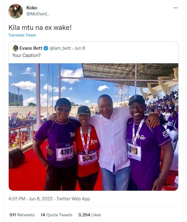 Koko mothoni _ kila mtu na ex wake! translate tweet evans bett iam_bett jun 8 yo
