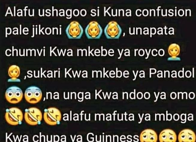 Alafu ushagoo si Kuna confusion pale jikoni unapata chumvi Kwa mkebe ya royco su