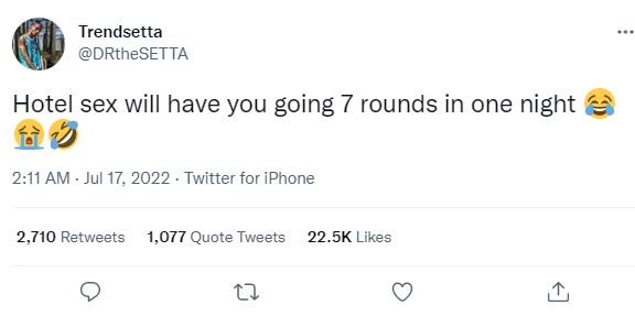 Trendsetta drthesetta hotel sex will have you going 7 rounds in one night 5 211