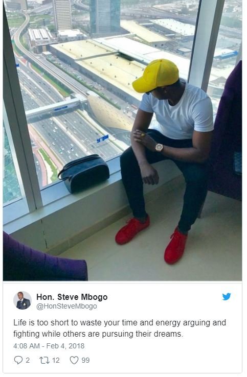 Hon. steve mbogo honstevembogo life is too short to waste your time and energy a
