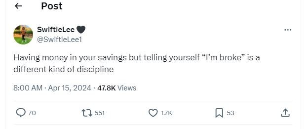 Post swiftielee swiftieleel having money in your savings but telling yourself 1'