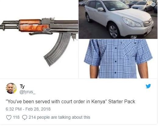 Tyrus you've been served with court order in kenya starter pack 6.32 pm feb 28,