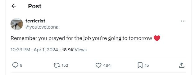 Post terrierist youloveleona remember you prayed for the job you're going to tom