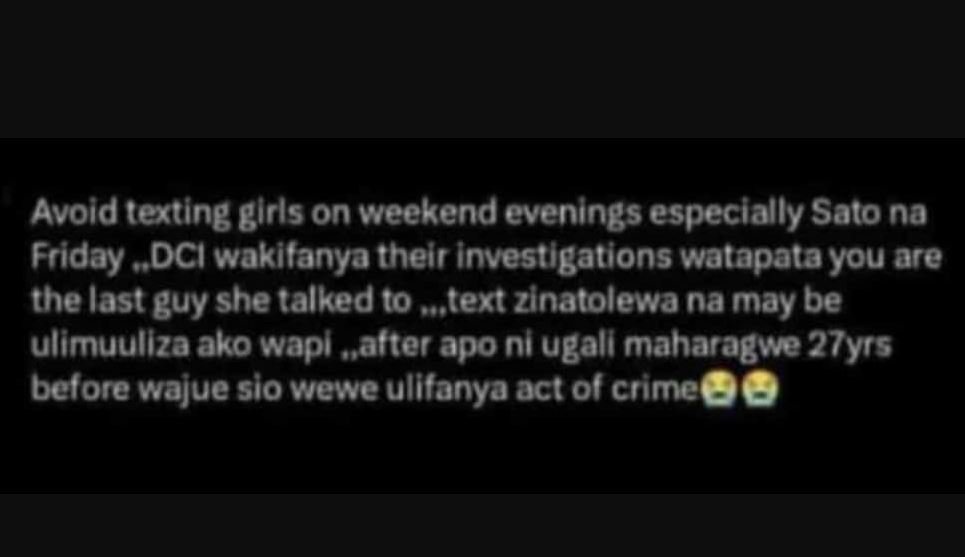 Avoid texting glrls on weekend evenings especially sato na friday , dci wakifany