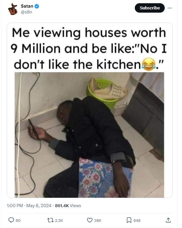 Satan s8n subscribe me viewing houses worth 9 million and be likeno i don't like