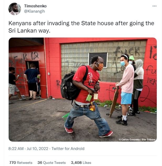 Timoshenko kianangih kenyans after invading the state house after going the sri