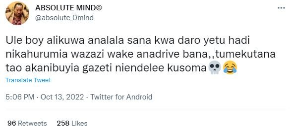 Absolute mind absolute_omind ule boy alikuwa analala sana kwa daro yetu hadi nik