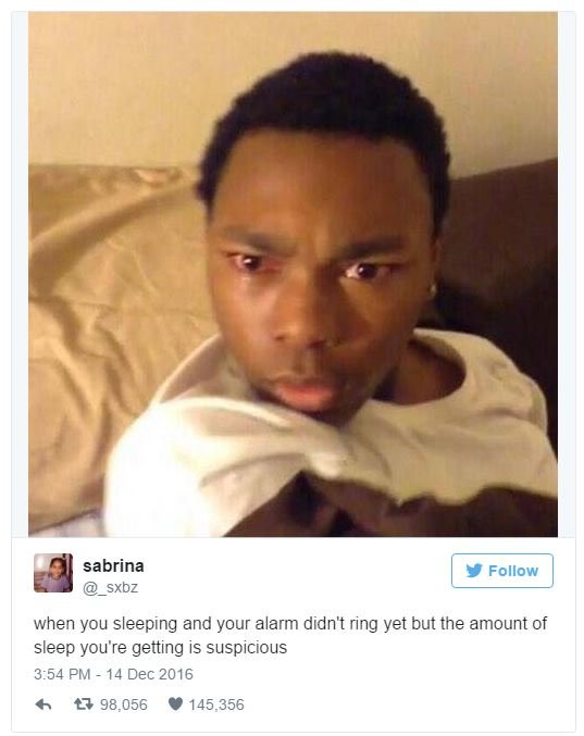 Sabrina sxbz follow when you sleeping and your alarm didn't ring yet but the amo